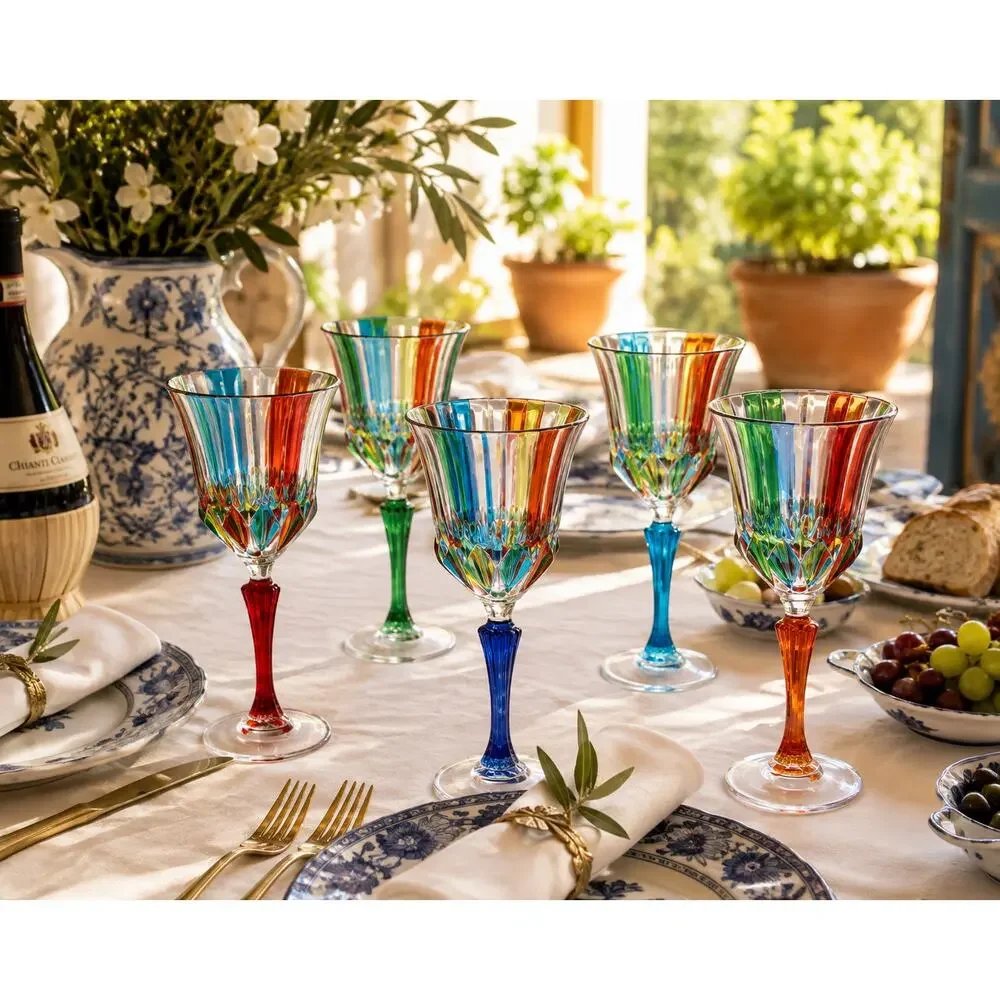 CC Zecchin Swatch Italian Crystal Wine Glasses Set of 6
